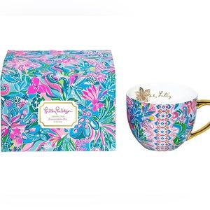 Lilly Pulitzer ceramic mug in Turquoise Oasis Golden Hour